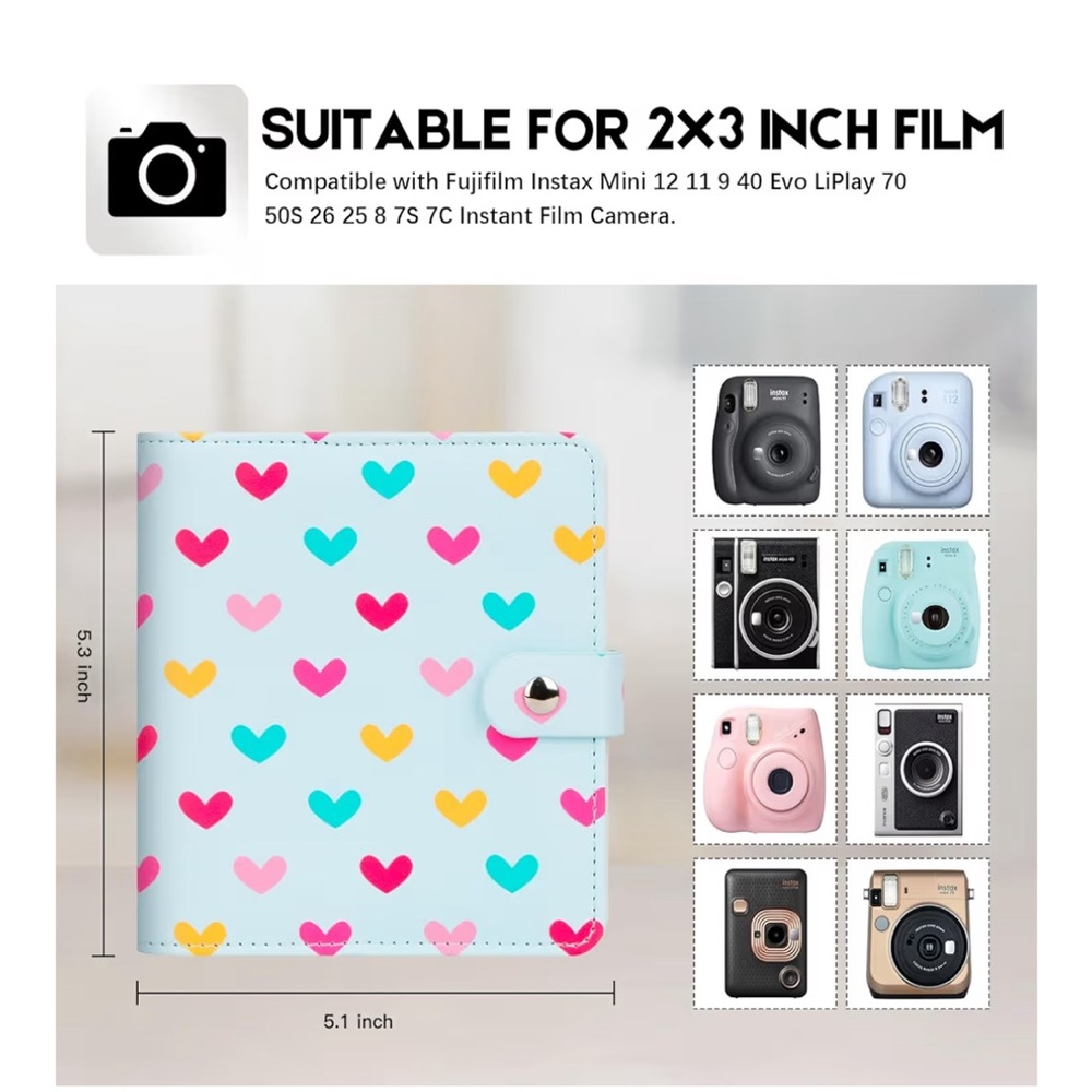 Brand New Colorful Heart Pattern Instant Film Photo Album